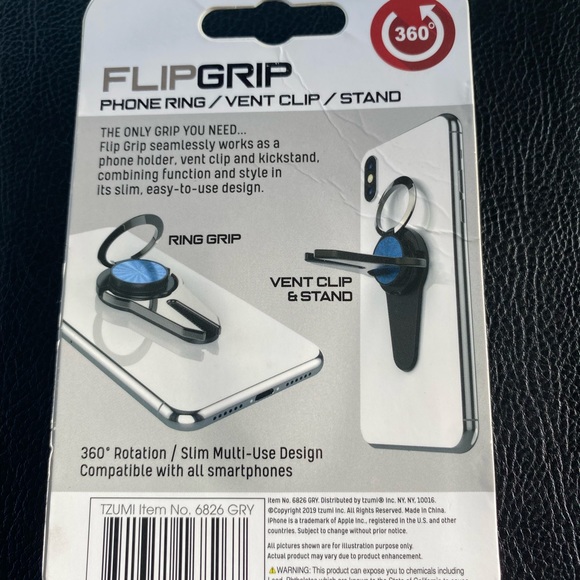 FLIPGRIP Phone Ring Vent Clip & Stand w/360 Degree Rotation! Slim Design 7351GRN - Picture 3 of 3
